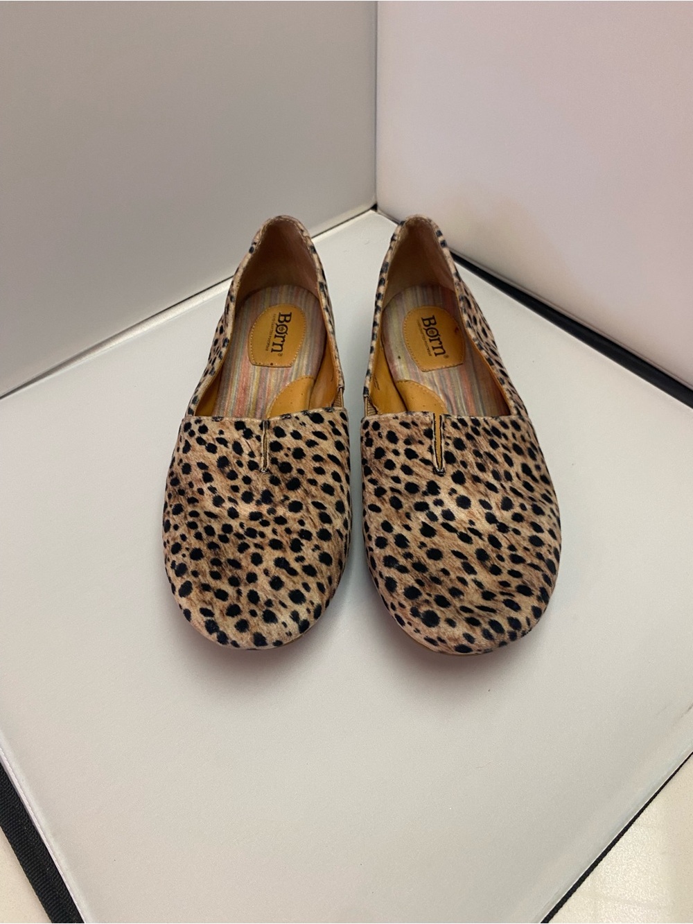 Born Leopard-Print Slip-On Flats - Tan & Black  suede size 9 1/2 M